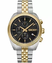 DKNY Men's Chronograph Green Dial Two-Tone Gold Stainless Steel Bracelet Watch 42mm 100M