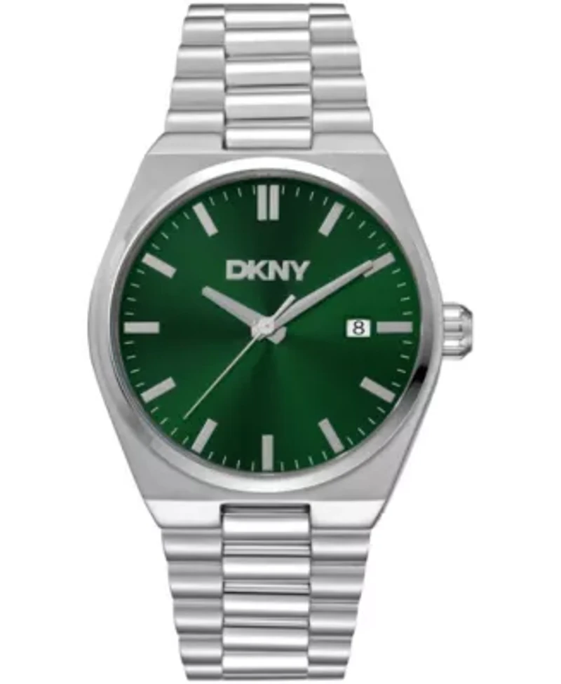 DKNY Men's Date Green Dial Stainless Steel Bracelet Watch 40mm 100M