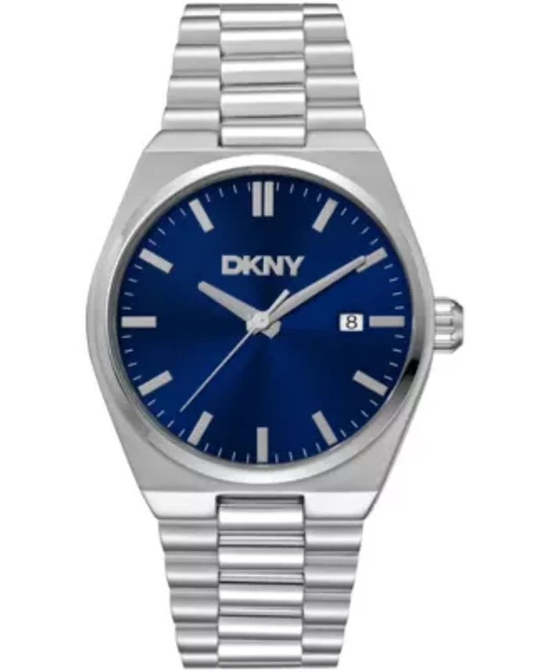 DKNY Men's Date Blue Dial Stainless Steel Bracelet Watch 40mm 100M