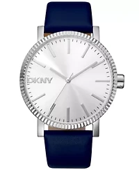 Women's Soho Maxi Silver Dial Dark Blue Leather Strap Watch