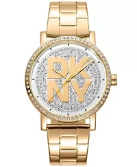 Women's Soho Logo Silver Powder Dial Gold-Tone Stainless Steel Bracelet Watch