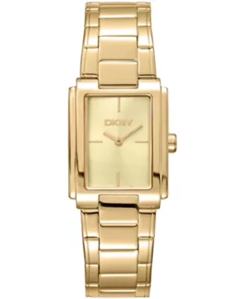 DKNY Women's Champagne Dial Gold-Tone Stainless Steel Bracelet Watch 23 x 30mm 30M