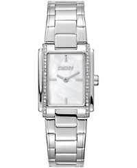 DKNY Women's White MOP Dial Crystal Accented Case Stainless Steel Bracelet Watch 23 x 30mm 30M