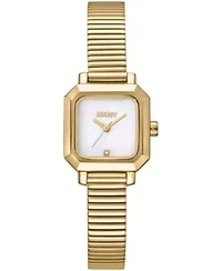 DKNY Women's White MOP Dial Gold-Tone Stainless Steel Tubogas Bracelet Watch 22mm 30M