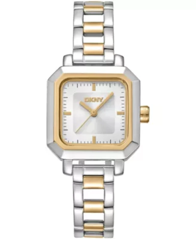 DKNY Women's Silver Dial Open Link Two-Tone Gold Stainless Steel Bracelet Watch 27 x 27mm 30M