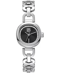 DKNY Women's Black Crystal Accented Dial Stainless Steel Open Link Bracelet Watch 24mm 50M
