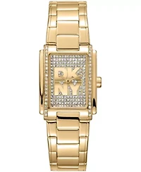 DKNY Women's Crystal Dial Crystal Accented Dial Gold-Tone Stainless Steel Bracelet Watch 23 x 30mm 30M