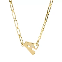 Gold Plated 18" Cubic Zirconia Initial Chunky Chain Necklace