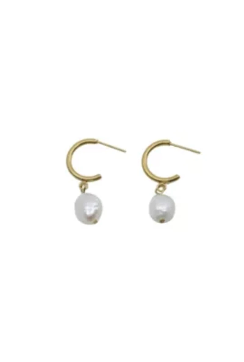 Hoop Earrings With Baroque Pearl Drop