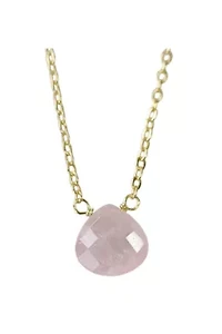 Stephanie Delicate Drop Necklace In Silver Rose Quartz