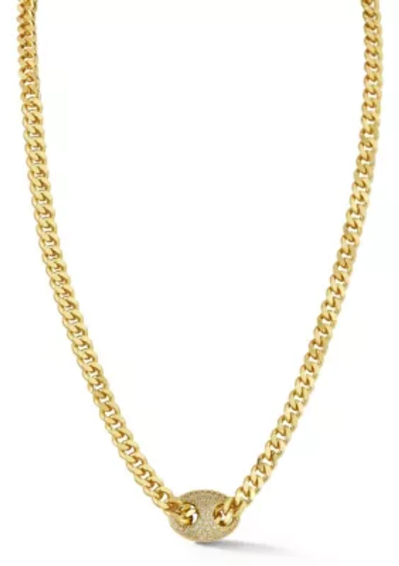 Link Chain Collar Necklace with Cubic Zirconia