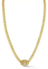 Link Chain Collar Necklace with Cubic Zirconia