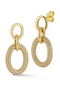 Pave Oval Link Dangle Earrings