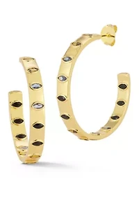 Ombre Cubic Zirconia Flat Inside Out Hoops