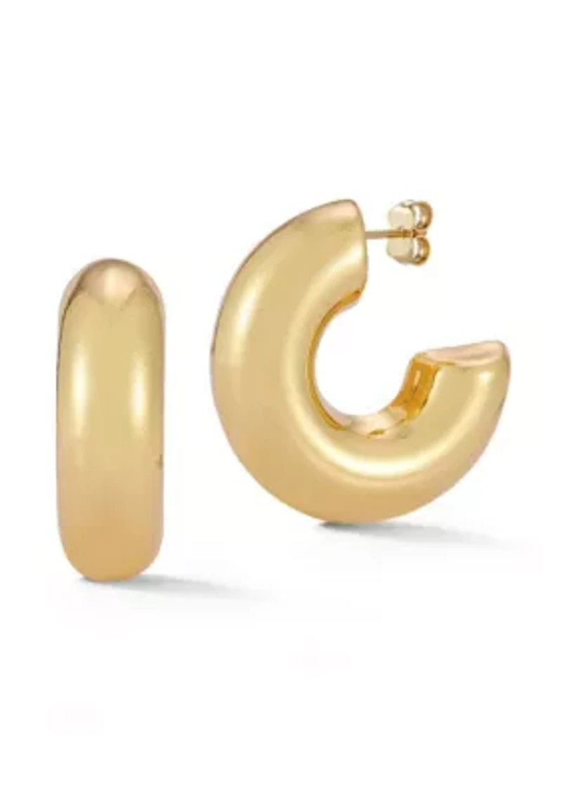 Bold Tube C Hoop Earrings