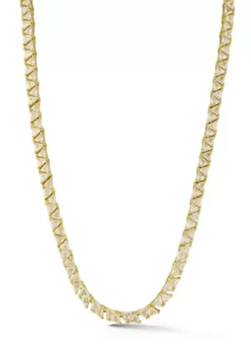 Cubic Zirconia Triangle Tennis Necklace