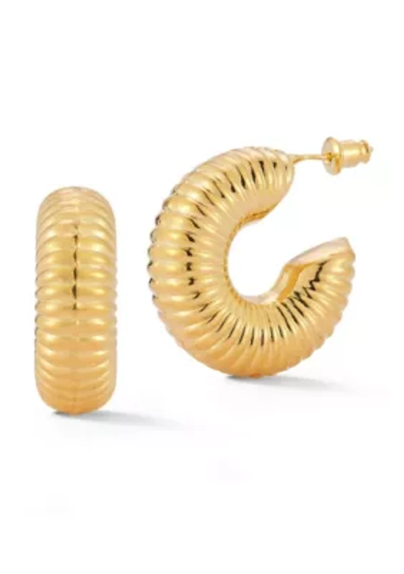 Ribbed C Hoop Earrings