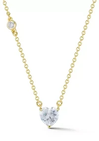 Sterling Silver Cubic Zirconia Heart Pendant Necklace
