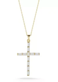 Sterling Silver Cubic Zirconia Cross Pendant Necklace