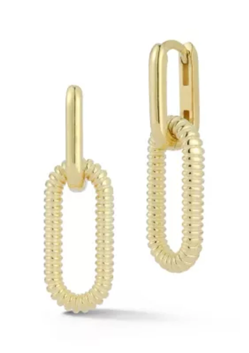 Sterling Silver Oval Drop Link Earrings