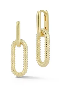 Sterling Silver Oval Drop Link Earrings