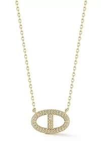 Sterling Silver Pave Mariner Pendant Necklace with Cubic Zirconia