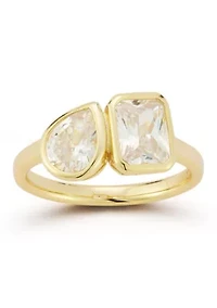 Sterling Silver 2-Stone Cubic Zirconia Ring