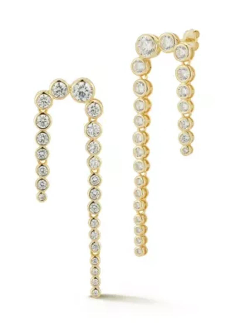 Sterling Silver Graduating Tennis Drop Earrings with Cubic Zirconia