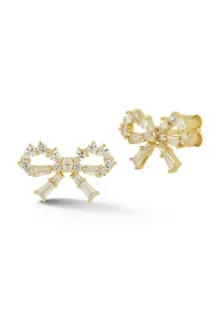 Sterling Silver White Cubic Zirconia Glitzy Bow Stud Earrings