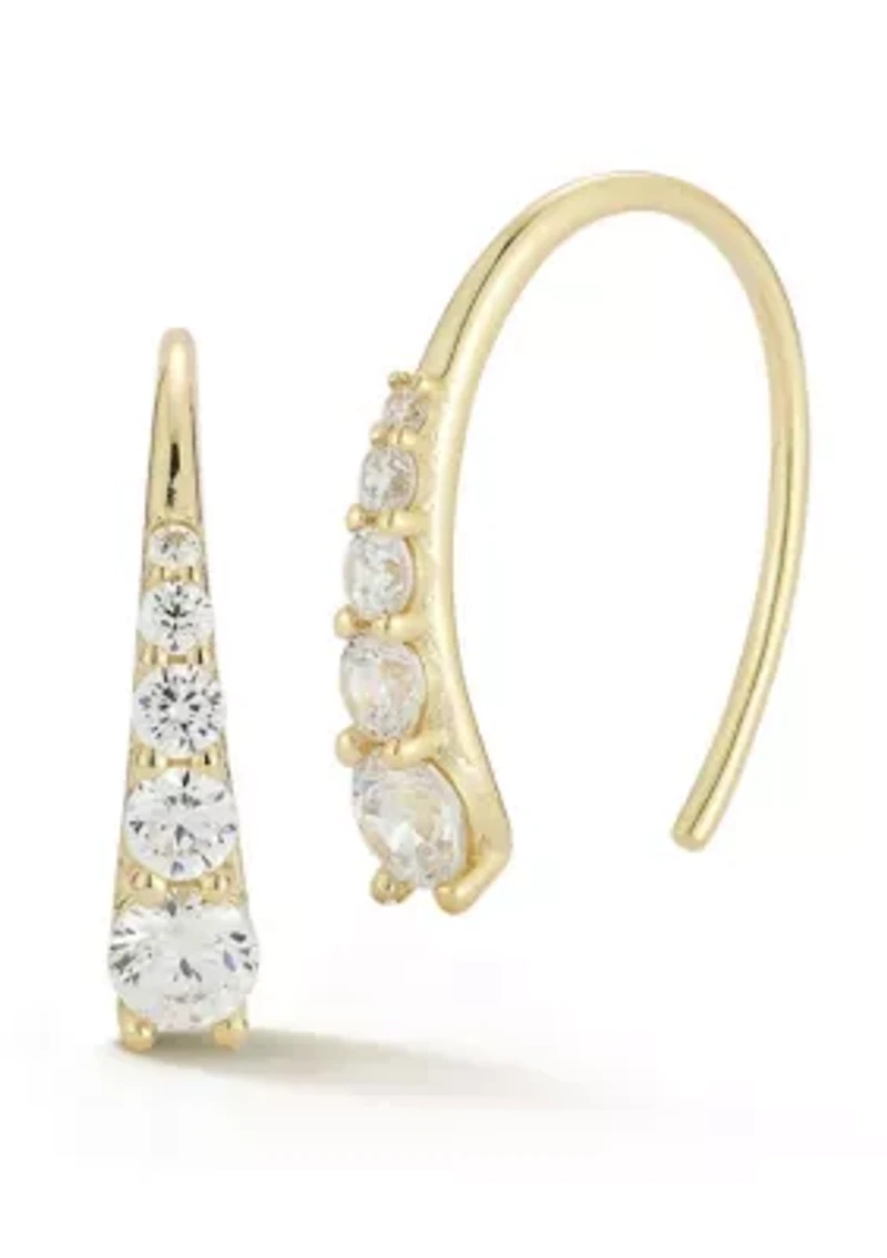 Sterling Silver Cubic Zirconia Graduated Threader Earrings