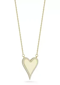 Sterling Silver Cubic Zirconia Halo Heart Pendant Necklace