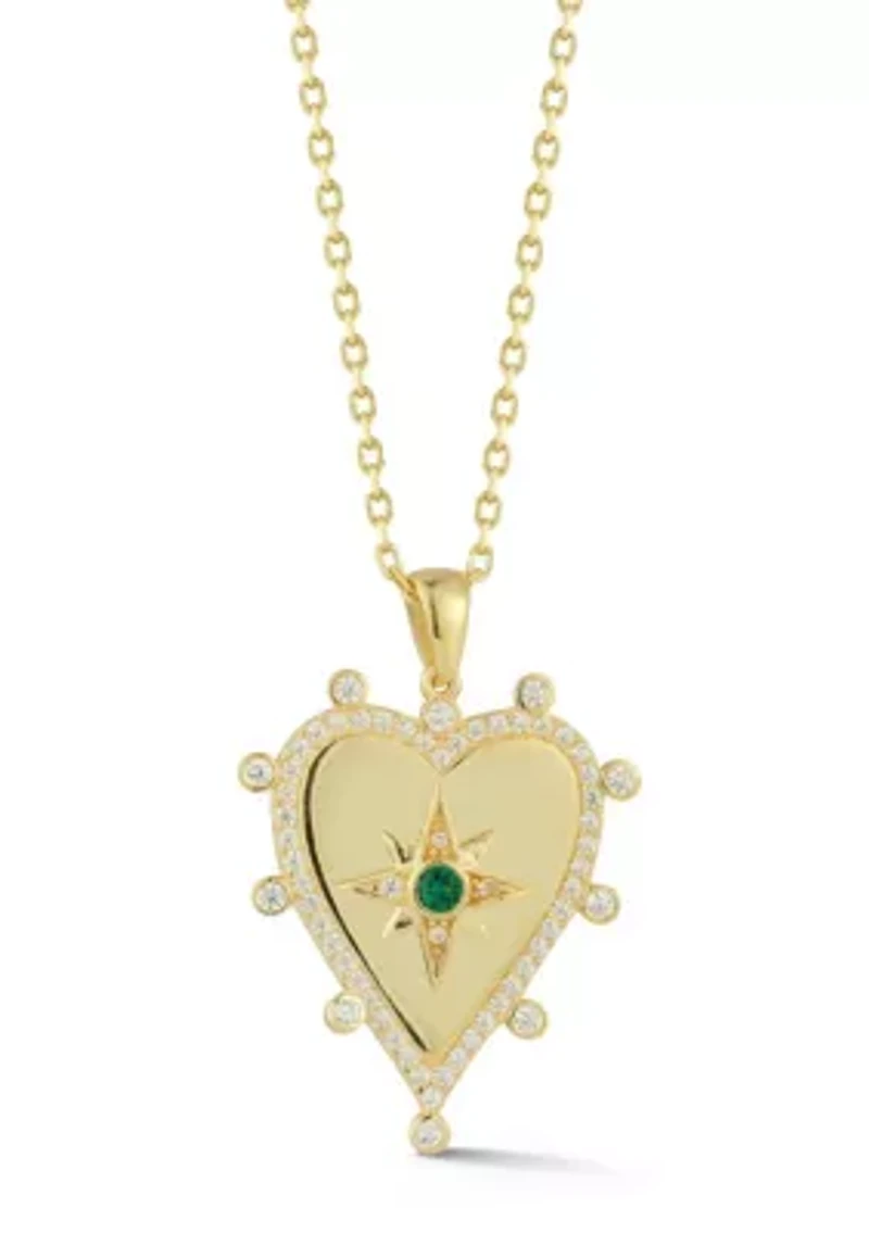 Sterling Silver Cubic Zirconia Star Heart Pendant Necklace