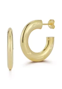 Sterling Silver Flattened Star Hoop Earrings