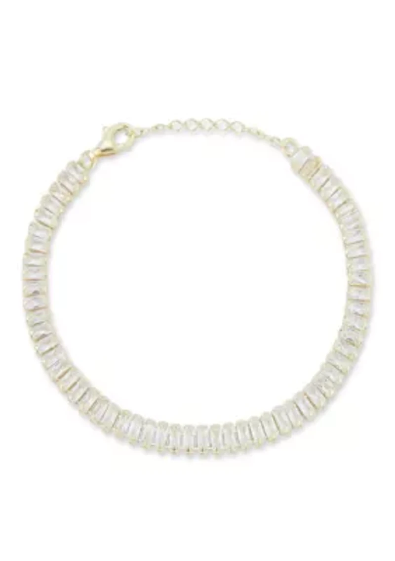 Sterling Silver Baguette Cut Cubic Zirconia Tennis Bracelet
