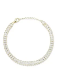 Sterling Silver Baguette Cut Cubic Zirconia Tennis Bracelet