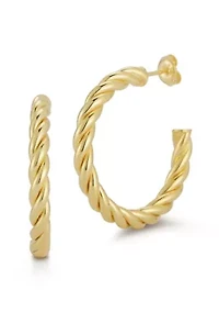 Sterling Silver Twist Large Hoop Earrings