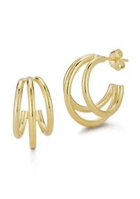 Sterling Silver Triple Ring Hoop Earrings