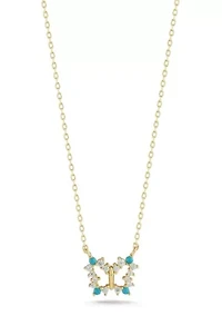 Sterling Silver CZ and Synthetic Turquoise Dainty Butterfly Pendant Necklace