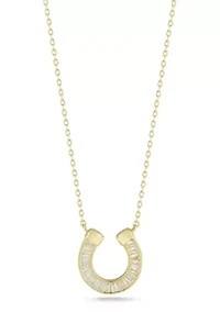 Sterling Silver Cubic Zirconia Horseshoe Pendant Necklace