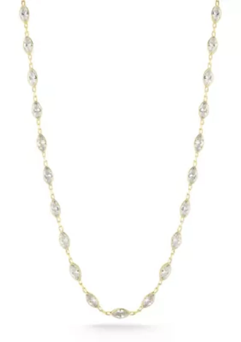 Sterling Silver Marquise Cut CZ Choker Necklace