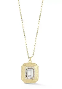 Sterling Silver Emerald Cut CZ Pendant Necklace