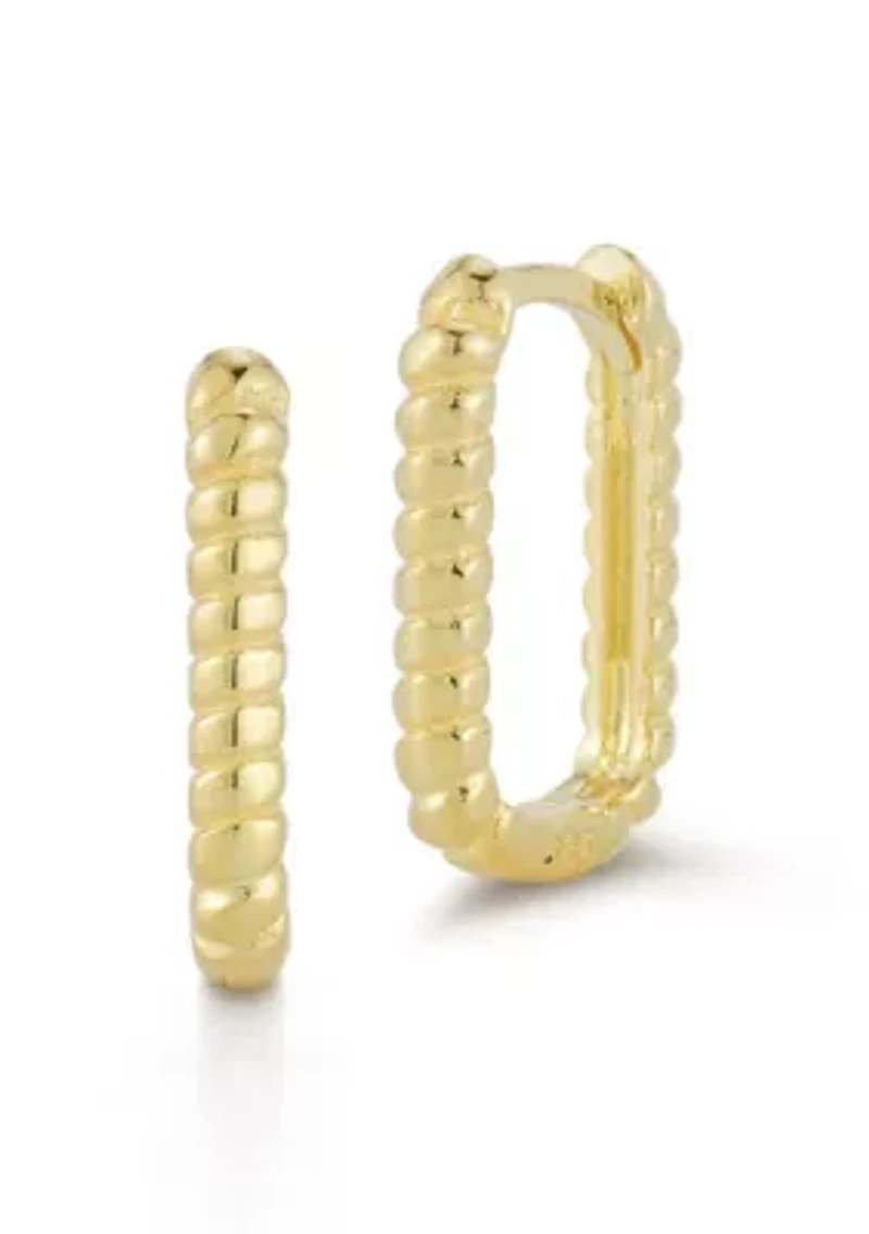 Sterling Silver Square Oval Twist Hoop Earrings