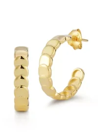 Sterling Silver Scallop C Hoop Earrings