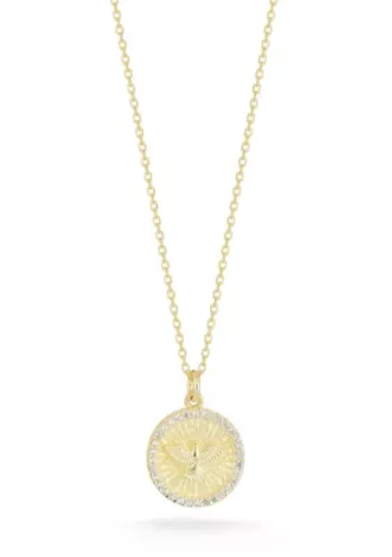 Sterling Silver Cubic Zirconia Bird Medallion Necklace