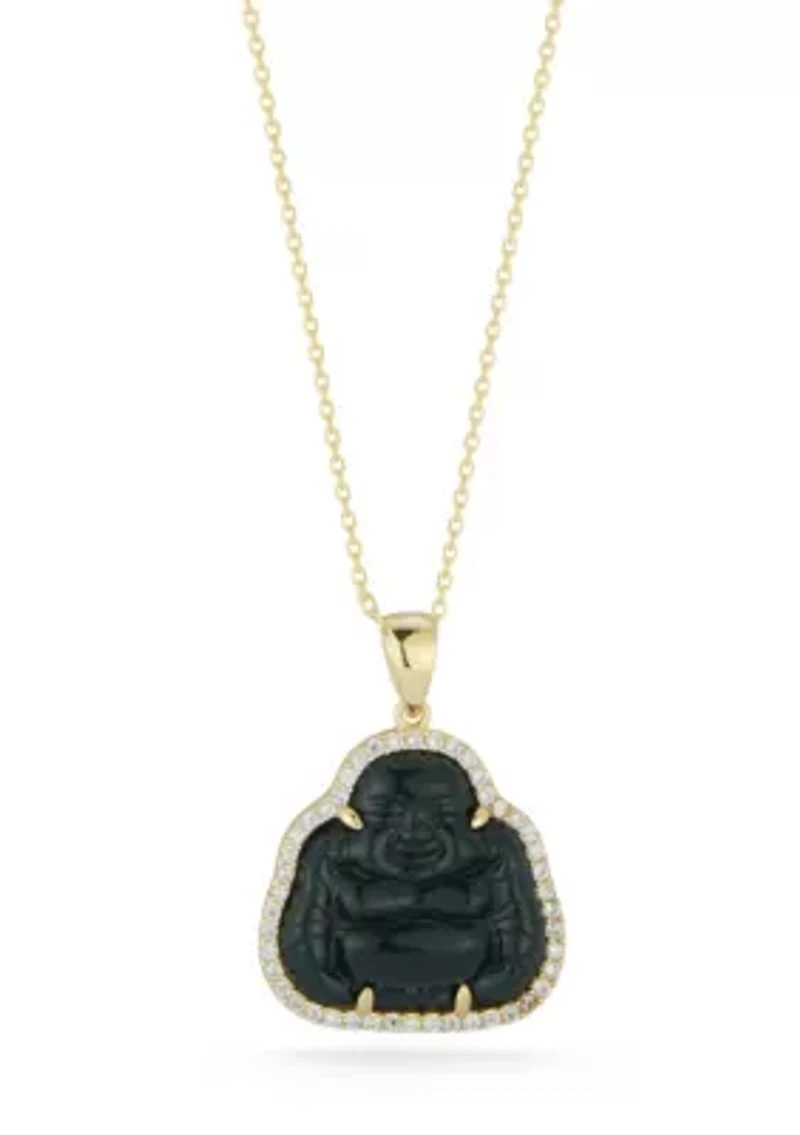 Sterling Silver CZ Buddha Pendant Necklace