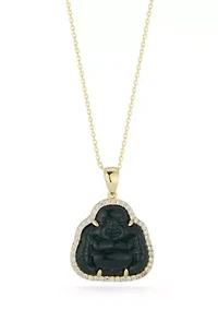 Sterling Silver CZ Buddha Pendant Necklace