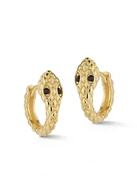 Sterling Silver Cubic Zirconia Snake Huggie Hoop Earrings