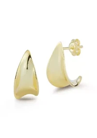 Sterling Silver Concave J-Hoop Earrings