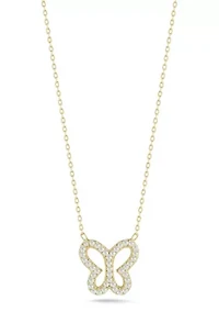 Sterling Silver Pave Dainty Butterfly Pendant Necklace