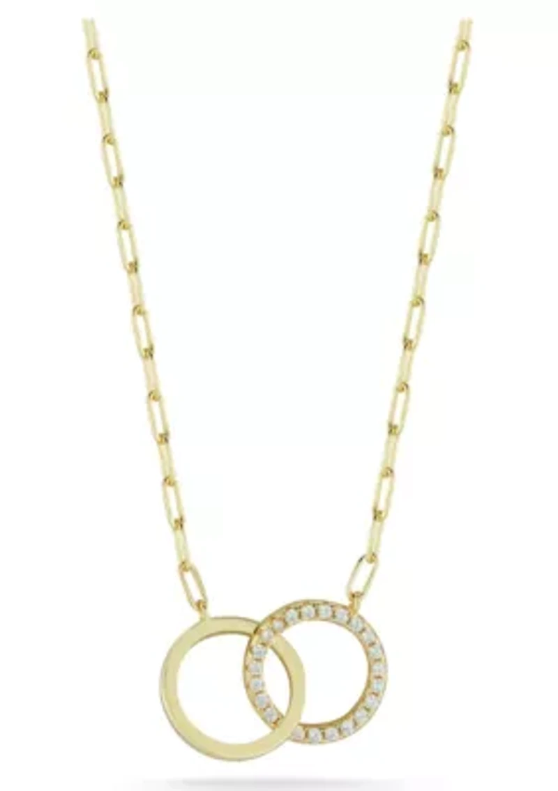 Sterling Silver Cubic Zirconia Double Circle Pendant Necklace